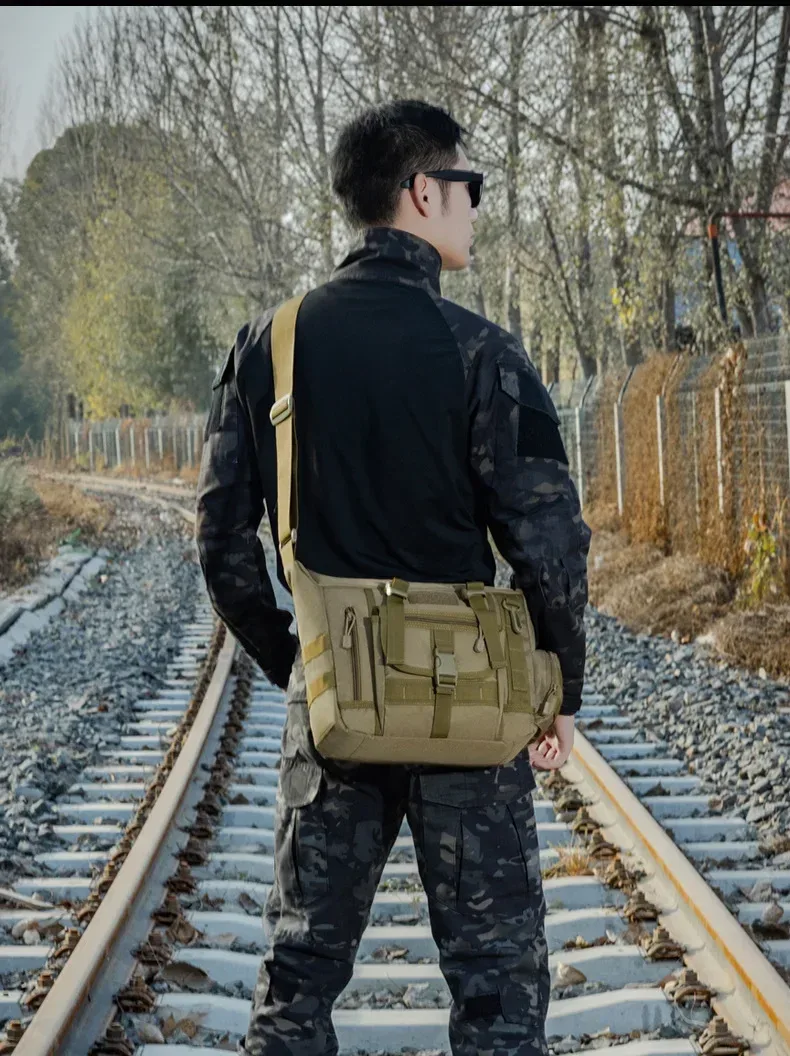 sac à bandoulière militaire tactique étanche multi-poches, sac à bandoulière pour ordinateur portable, sac messager molle pour documents a4, fourre-tout de voyage