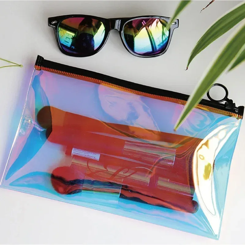 trousse de maquillage à fermeture éclair transparente, trousse de maquillage, trousse de toilette, trousse à pinceaux, trousse à crayons, trousse de voyage, trousse cosmétique, mode laser, messaire de la présidence