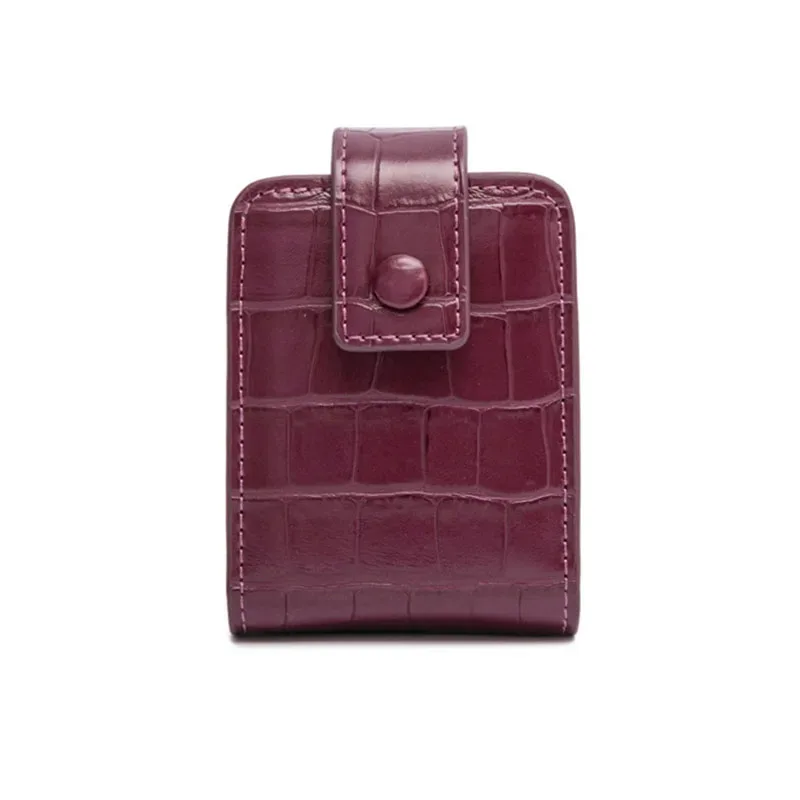 nouvelle mode femmes en cuir de vache rouge à lèvres mallette de rangement voyage rouge à lèvres organisateur étui avec miroir 3 pièces lèvre support en cuir rugueux