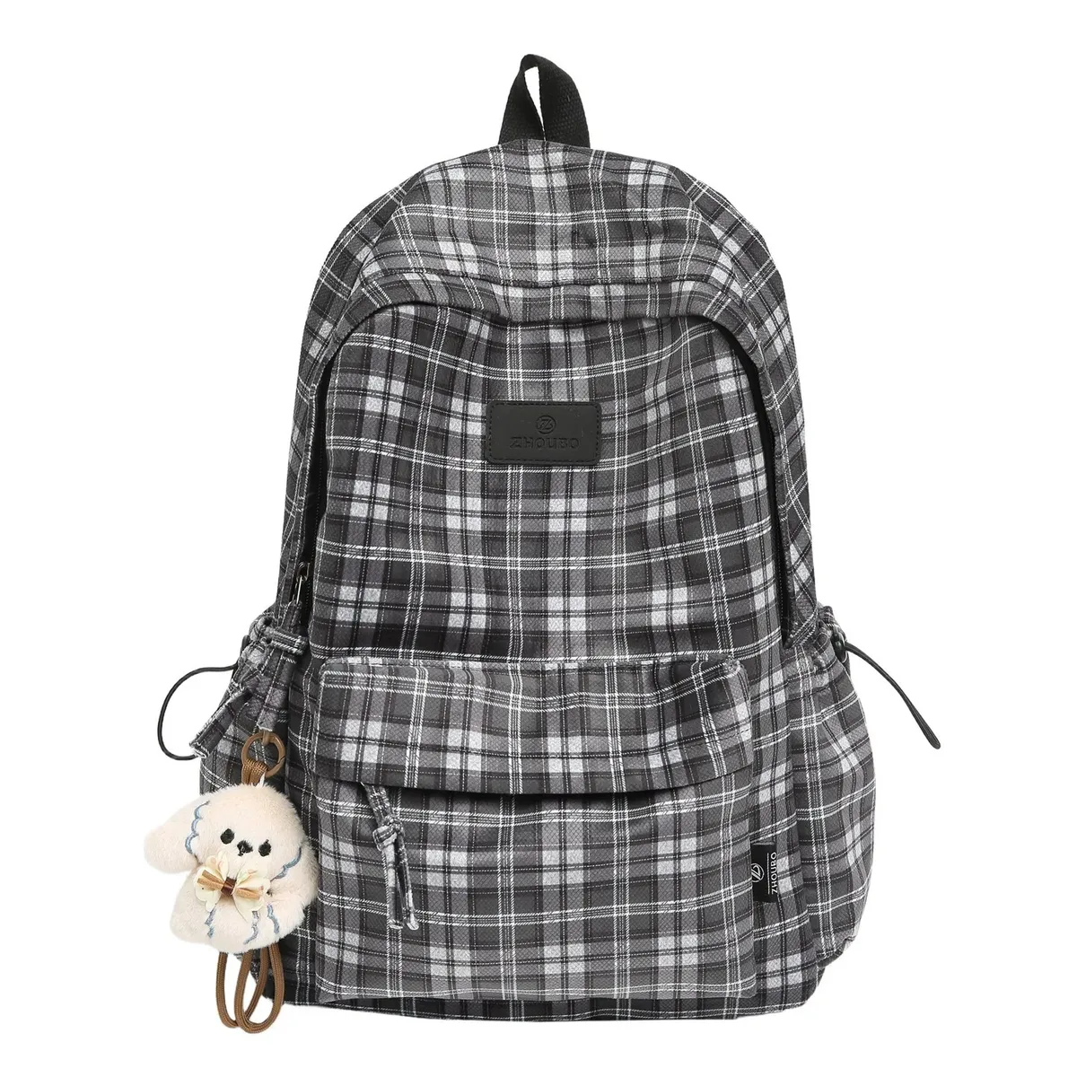 sac à dos rétro britannique à carreaux grande capacité pour filles, lycéennes, étudiantes, sac à bandoulière en nylon pour femmes