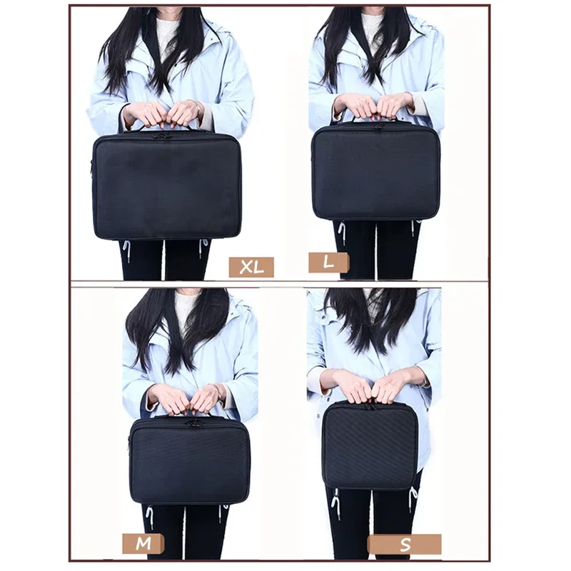 trousse à cosmétiques professionnelle pour femme, sacs à cosmétiques en cuir, oxford imperméable, grande capacité, étui de maquillage de voyage pour maquilleuse