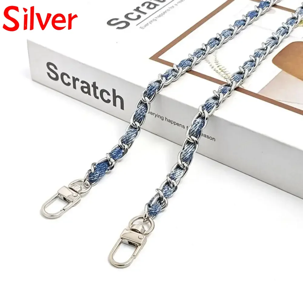 120cm sac breloques chaîne métal aluminium sac chaîne tressé denim sac à bandoulière sangle de remplacement épaule sac à main bricolage sangles ﻿