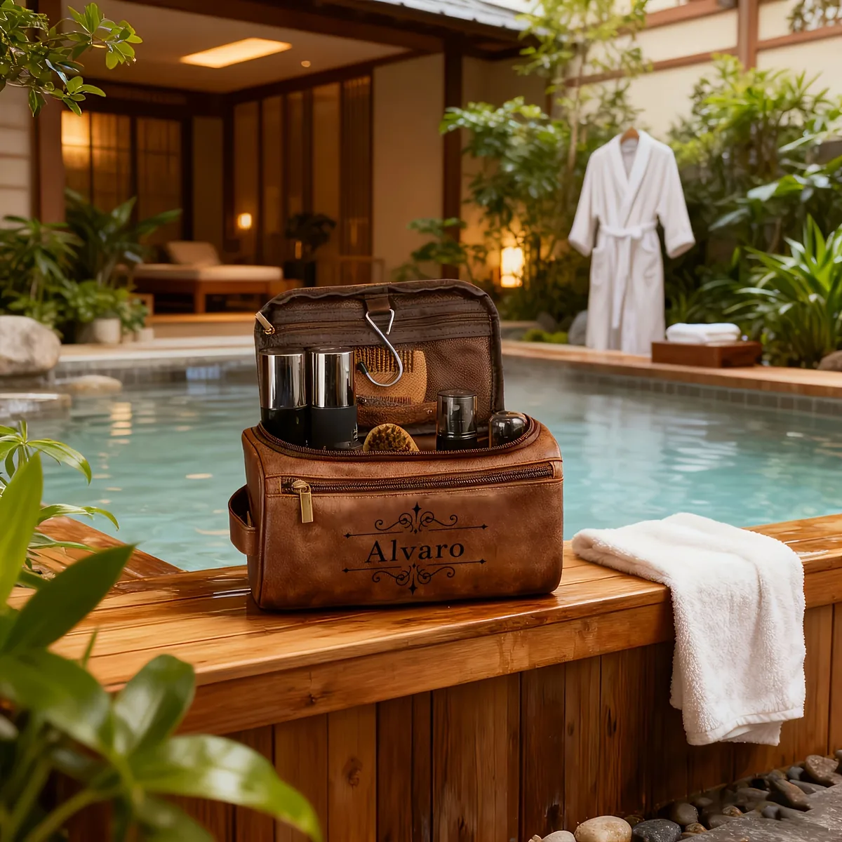 trousse de toilette personnalisée grande capacité, sac de rangement de voyage exclusif avec fermeture éclair, idéal pour les cadeaux d'anniversaire ou de vacances