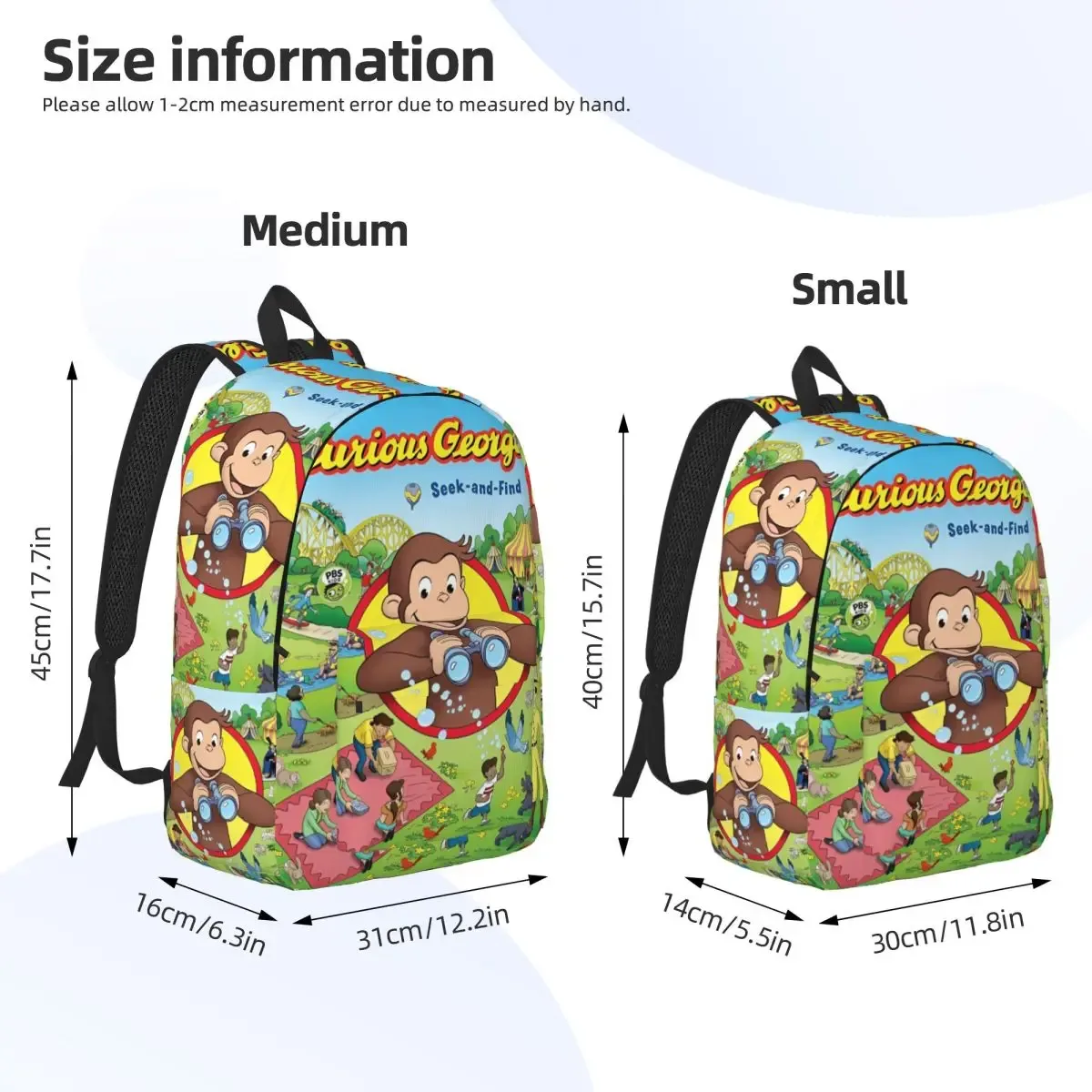 curieux george singe dessin animé classique sac à dos en plein air étudiant randonnée voyage série tv sac à dos hommes femmes collège sac à bandoulière