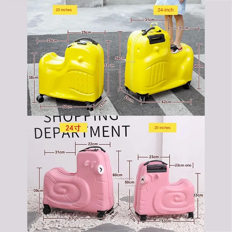joli bagage d'escargot pouvant être monté, boîte à roulettes pour enfants, roue universelle féminine, valise de 20 "24", remorque de voyage en alliage d'aluminium