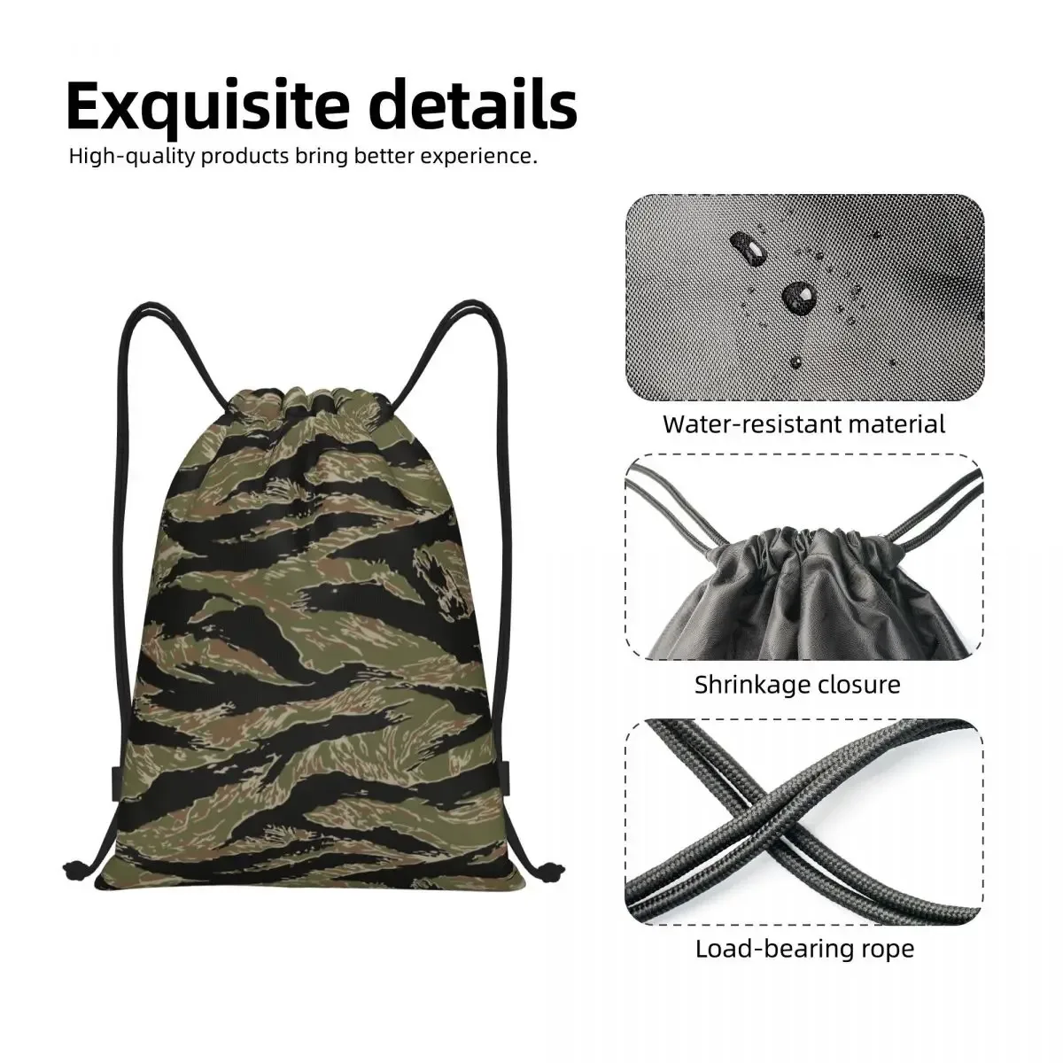 sac à dos d'entraînement personnalisé à rayures de tigre pour homme et femme, sacoche de dehors portable, style militaire dulcamsolomon