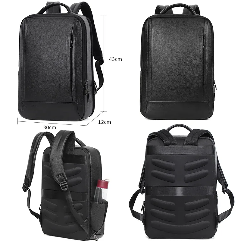 15.6 pouces sac à dos pour ordinateur portable hommes 100% en cuir véritable hommes sac à dos usb charge sacs à dos sac de voyage cartable étudiant bookbag