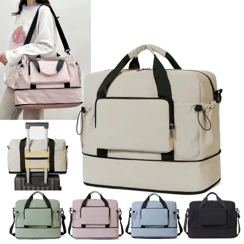 sac de sport avec compartiment sec/humide, sac de voyage, sac de rangement pour bagages de courte distance, sac bandoulière portable extensible sac à main