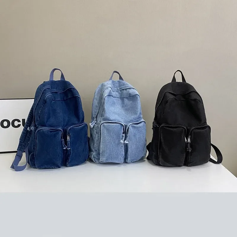 denim fermeture éclair décontracté mode sacs à dos solide grande capacité 2025 haute qualité sacs pour femmes polyvalent haute qualité sacs à dos