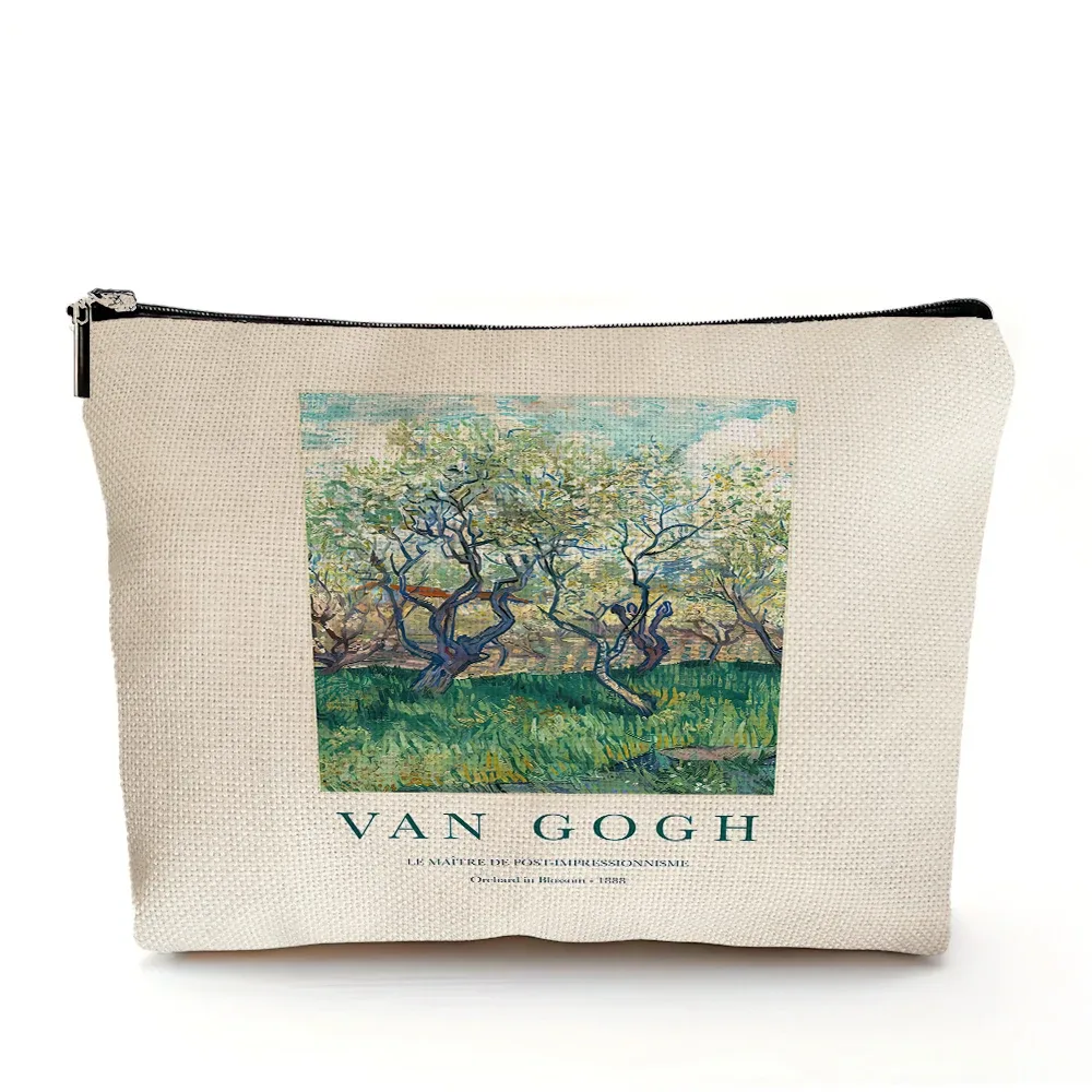 vincent van gogh femmes sac cosmétique nuit étoilée double impression dame sacs de maquillage de mariage fille voyage sac à main organisateur portefeuille