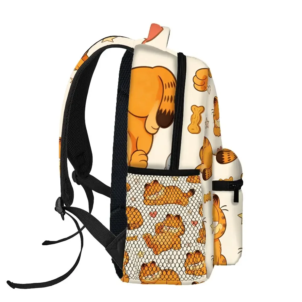 Sac à dos amusant Lazy Garfield, imprimé étoile et cœur, sac d'école mignon de dessin animé pour pique-nique, camping, voyage