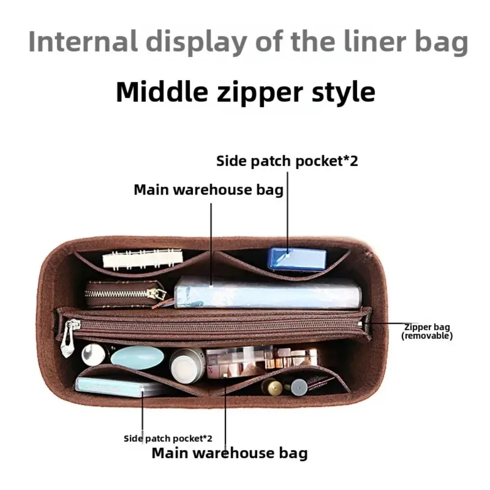 organisateur de sac à main en feutre polyester anti-affaissement, insert de forme pour sac à bandoulière et sac de transport, avec compartiments de rangement