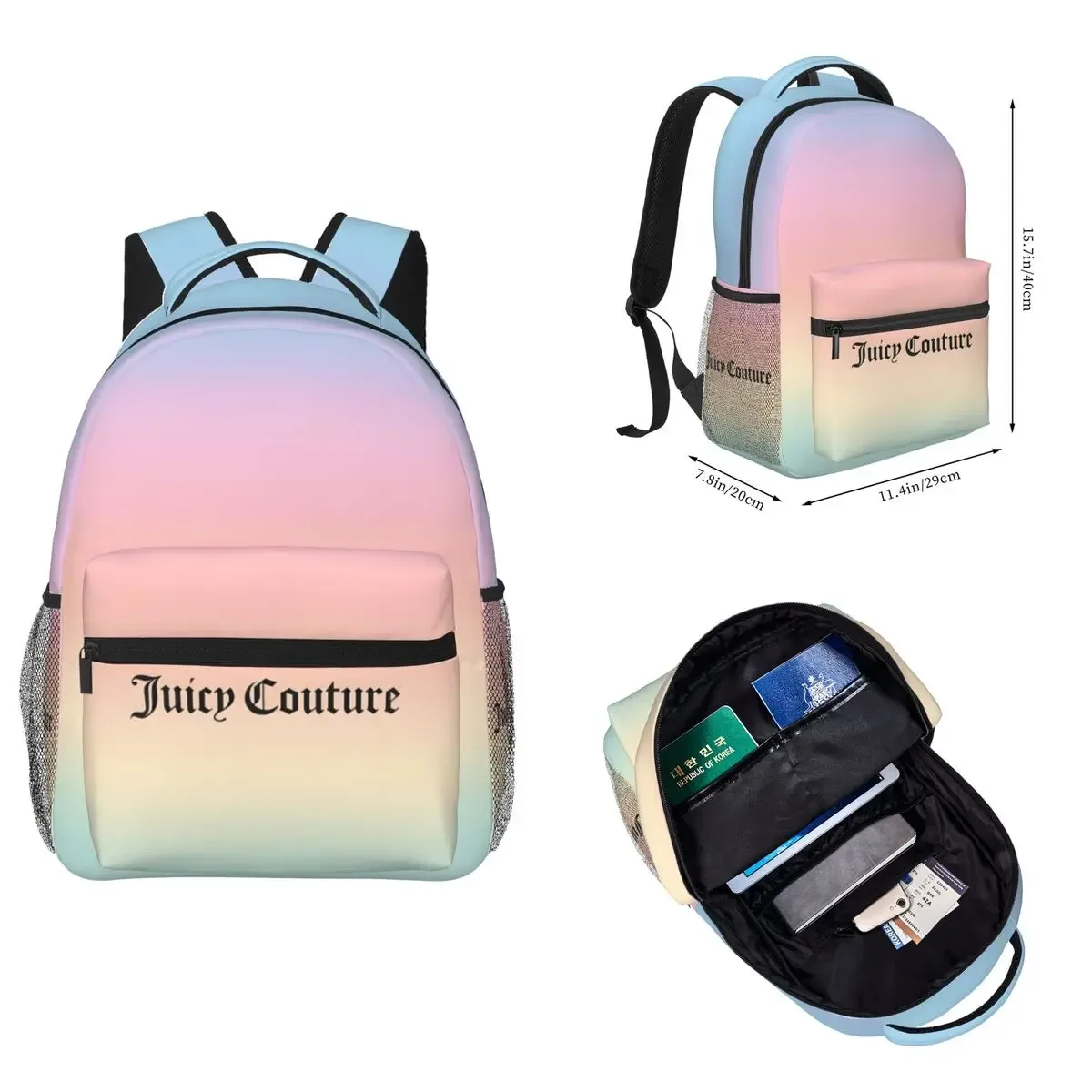 sac à dos juicy-c-couture pour hommes et femmes, sac à dos tendance pour étudiants et professionnels, sac à bandoulière pour collège, 16 pouces