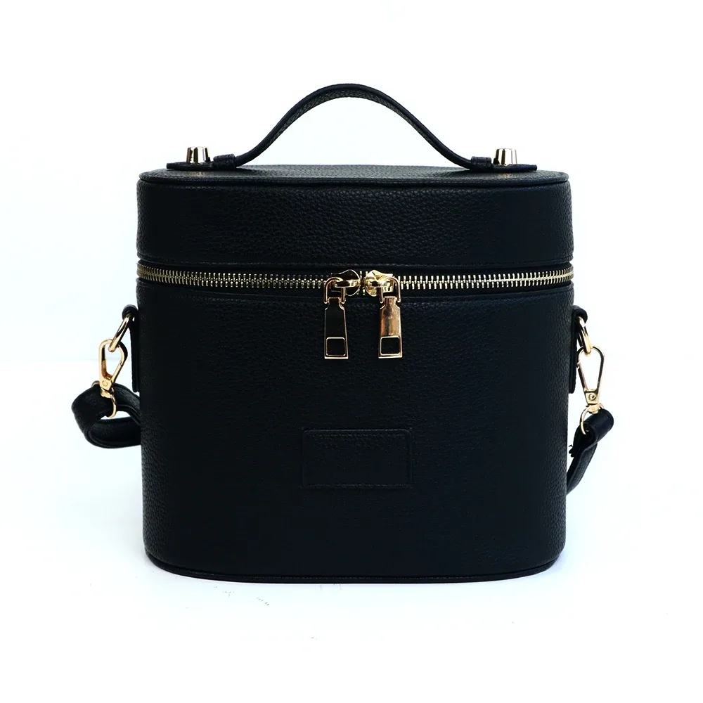 sac cosmétique en cuir personnalisable avec bandoulière - grande capacité, étanche, portable, avec compartiment amovible