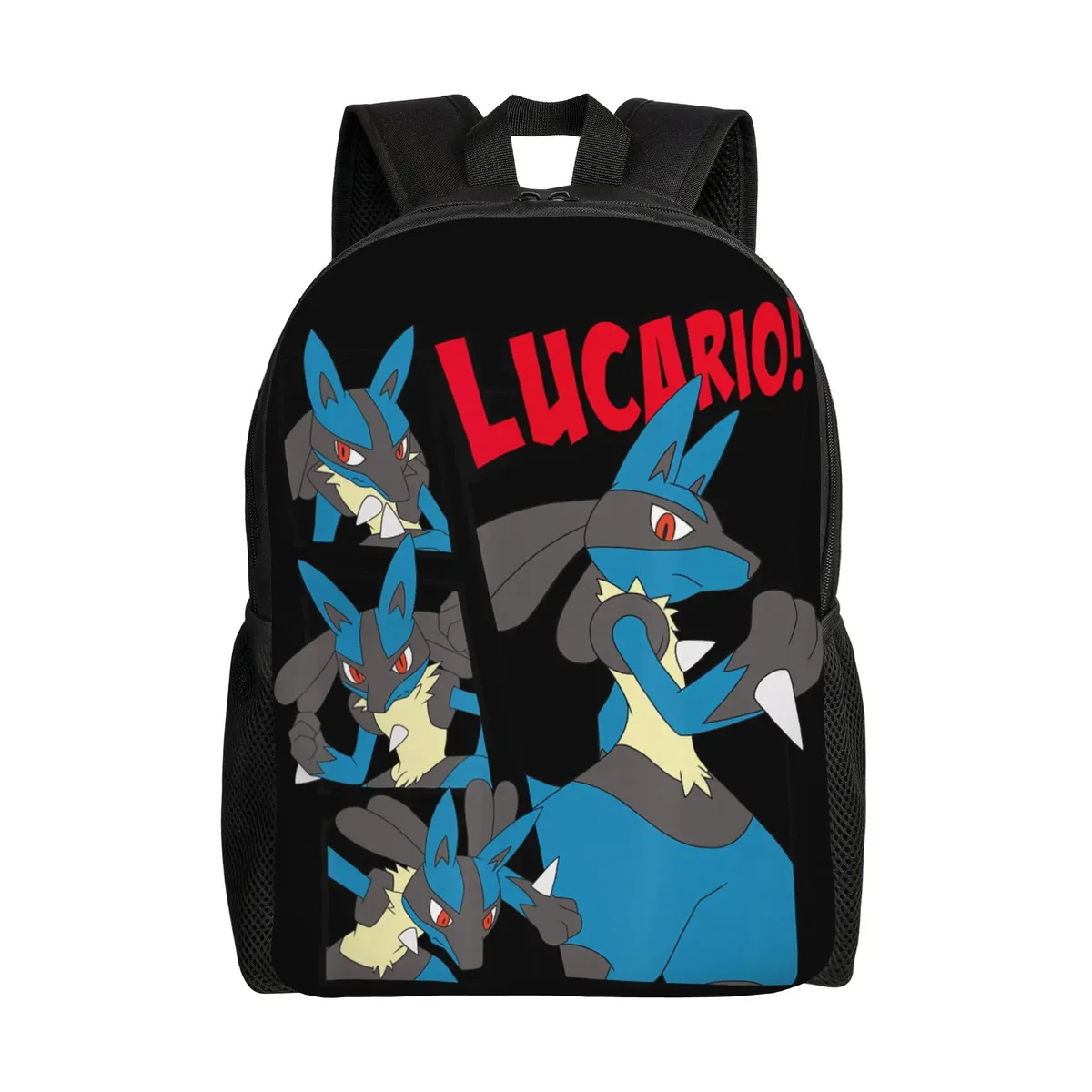 sacs à dos pokemon lucario type fighting steel poster daypack mochila office work sac à dos à fermeture éclair