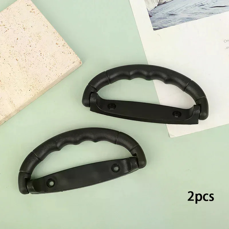 2 poignées de valise en plastique noir, sangle de traction pour valise, poignée de transport pour étui, bouton antidérapant pour boîte, pièces de rechange