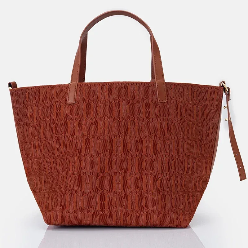 sac fourre-tout ch de marque, sac tissé volanté, style vintage, couleur unie, grande capacité, multifonctionnel, nouvelle collection 2026 pour femme