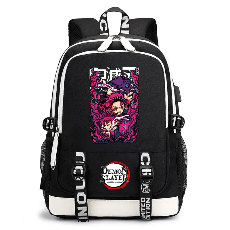 sac à dos demon slayer anime pour l'école, sac à dos léger avec port usb pour garçons, filles, enfants, étudiants
