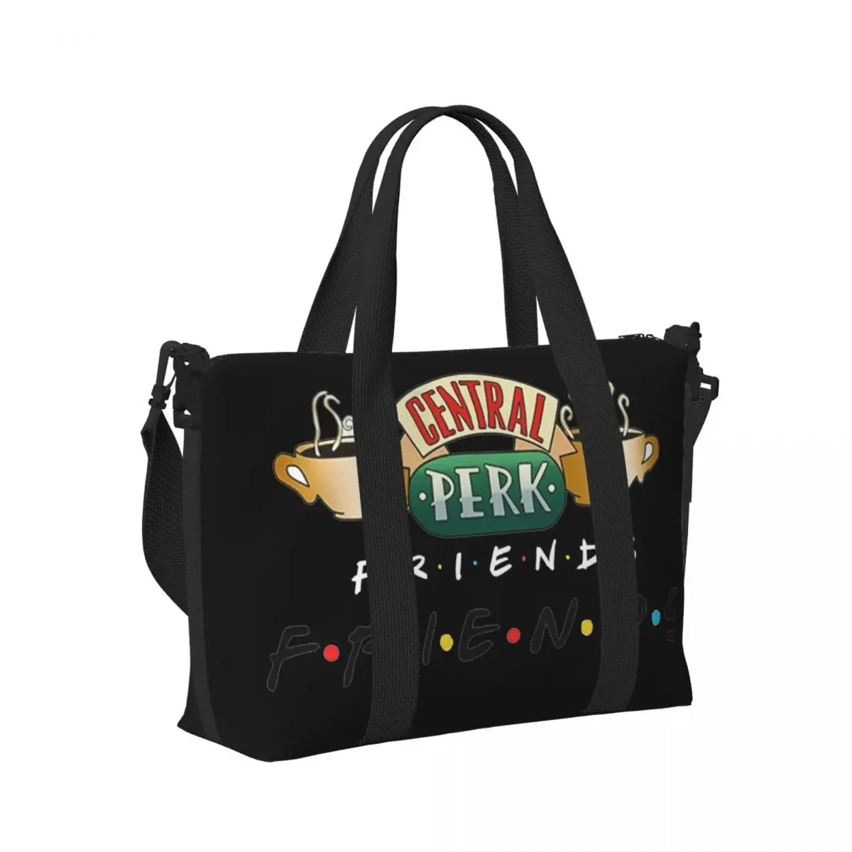 personnalisé drôle amis émission de télévision sac fourre-tout femmes grande capacité central perk café bande dessinée salle de sport plage sacs de voyage