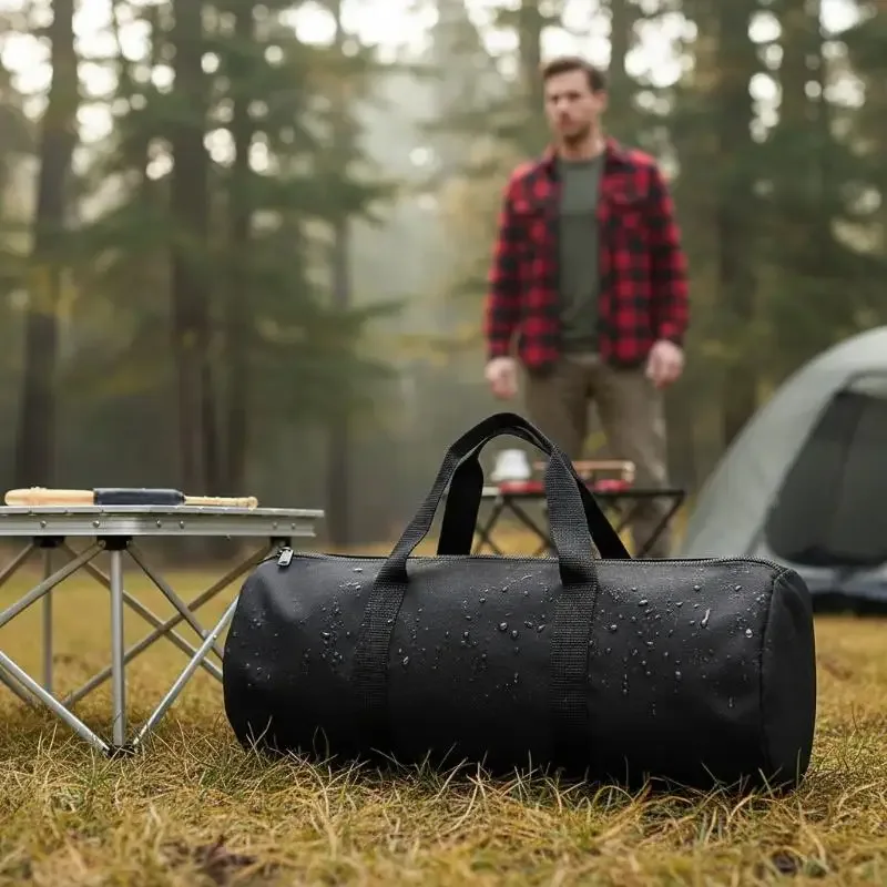 Sac de rangement pour outils de camping, grande capacité, sac cylindrique pour piquets de tente, sac léger pour clous de tente, sac porte-clous de sol pour le camping en plein air