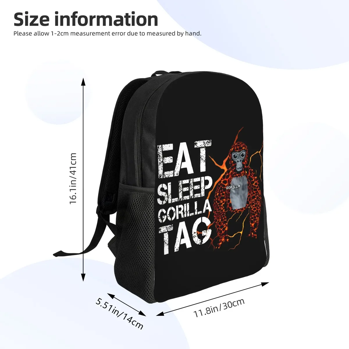 sac à dos eat sleep gorilla tag pour hommes et femmes, sac à dos décontracté pour le lycée, le travail, le quotidien, sac à bandoulière pour le collège, sac à bandoulière pour l'extérieur