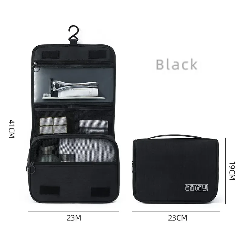 sac de rangement portable en tissu oxford pour hommes et femmes, sac de rangement de produits de toilette, sac à cosmétiques, pochette de lavage de voyage suspendue étanche