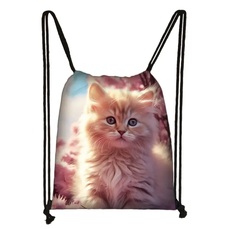 sac à dos imprimé chaton mignon pour femmes, sacs à cordon de serrage chat siamois, sac à bandoulière décontracté pour adolescents, sacs à livres de voyage, porte-chaussures
