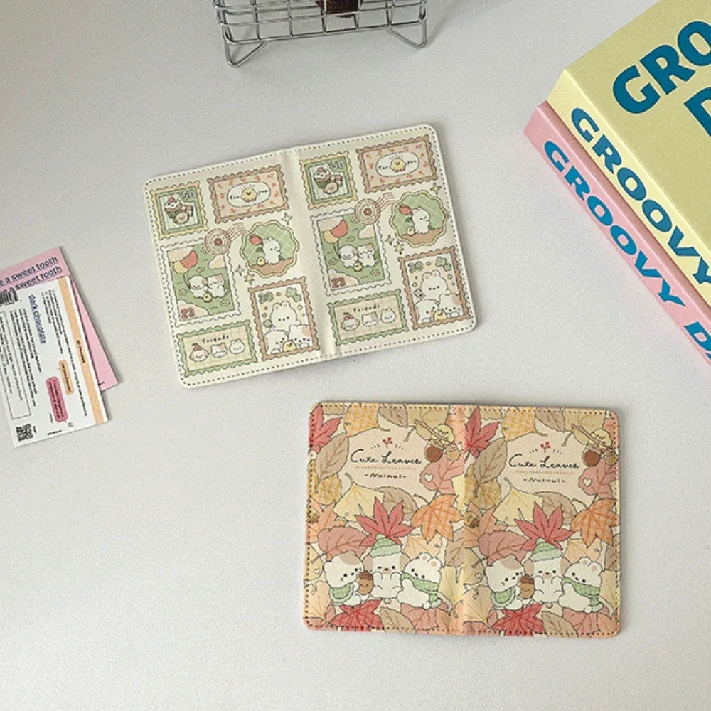 porte-passeport en cuir pu, lapin de dessin animé, multi-fonction, pince à cartes, portefeuille, étanche, léger, couverture de passeport, voyage en plein air