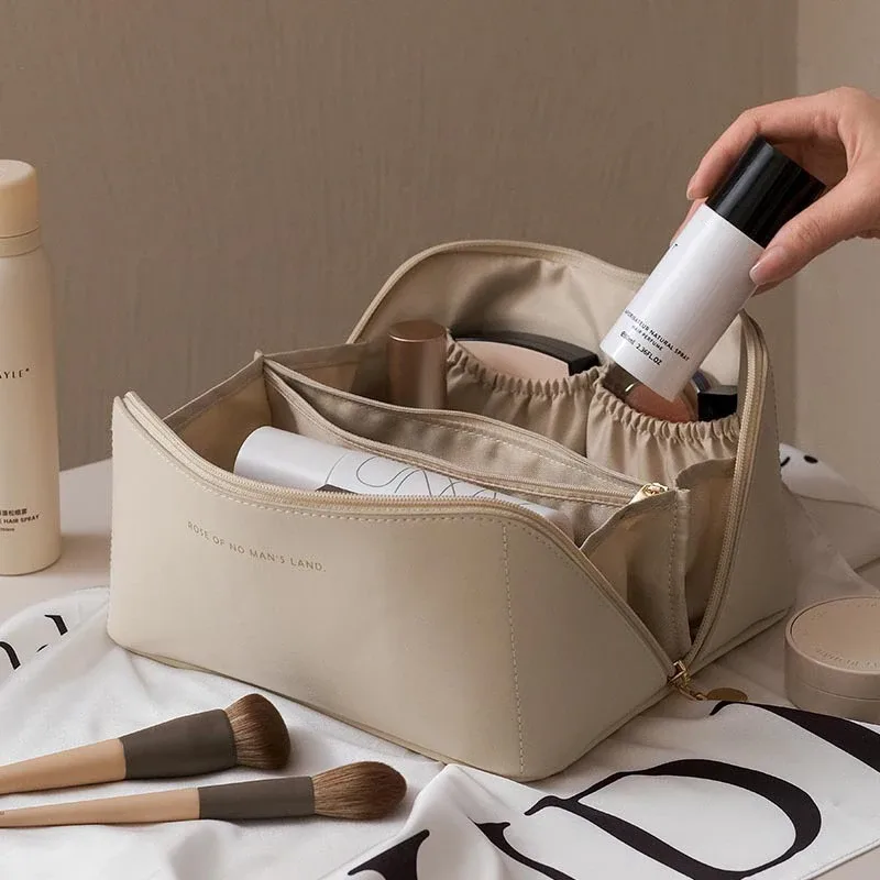 sacs à cosmétiques pour femmes, pochette de maquillage élégante en cuir pu, organisateur de produits de toilette de voyage, sac à main de rangement, fourre-tout de maquillage coréen