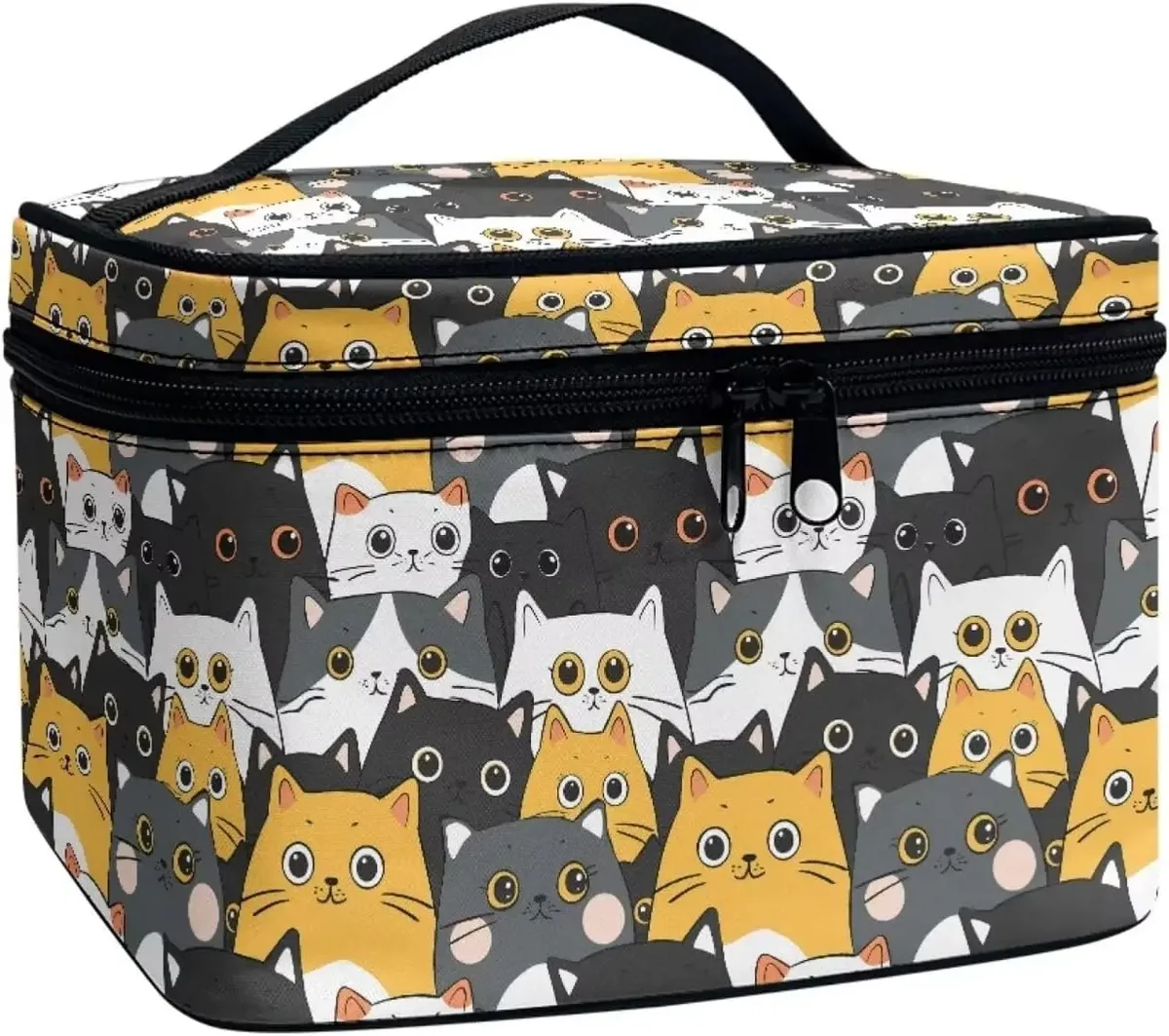 bronwn-trousse de maquillage portable avec fermeture à glissière, sac de toilette, fourre-tout pour cosmétiques, poudres imprimées, rétro, salle plus lente
