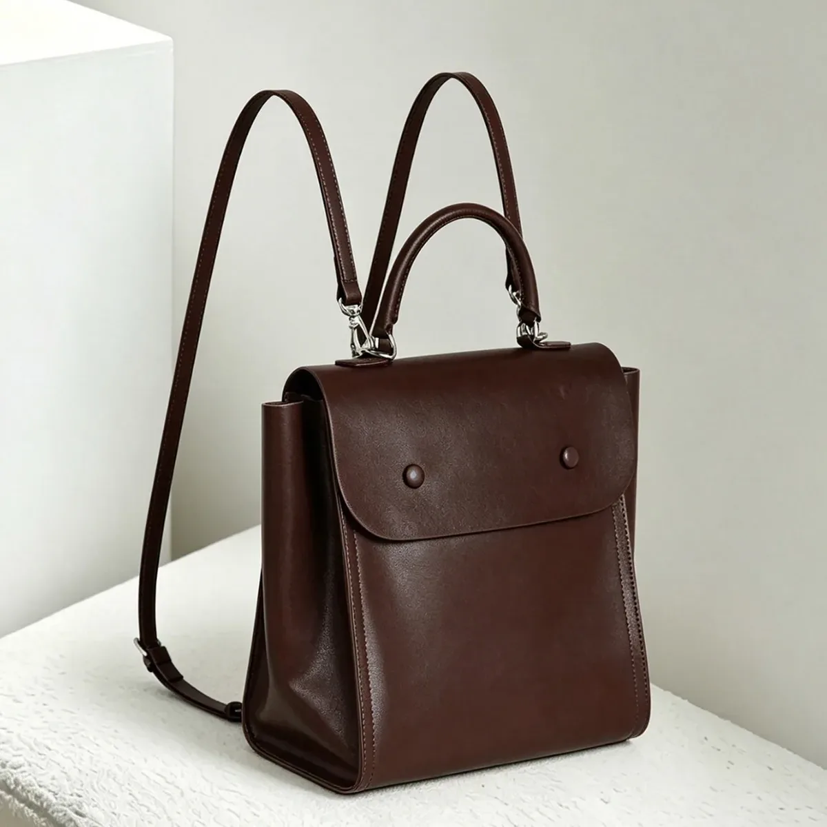 Petit sac à dos coréen en cuir véritable pour femmes, sac à dos léger pour les trajets quotidiens à l'université, sac de voyage décontracté haut de gamme