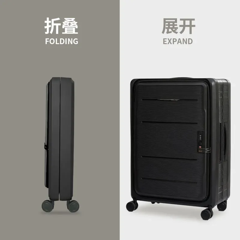 valise pliable avec ouverture avant, bagage à main de 20 pouces, valise de voyage de grande capacité de 24/26 pouces, boîtier de chariot à ouverture latérale