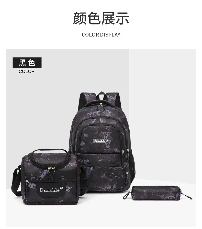 sacs d'école pour enfants pour garçons, ensemble de cartable, sac de livre primaire, sac à dos d'école avec sac à déjeuner, sac à dos de voyage étanche pour enfants 3 pièces