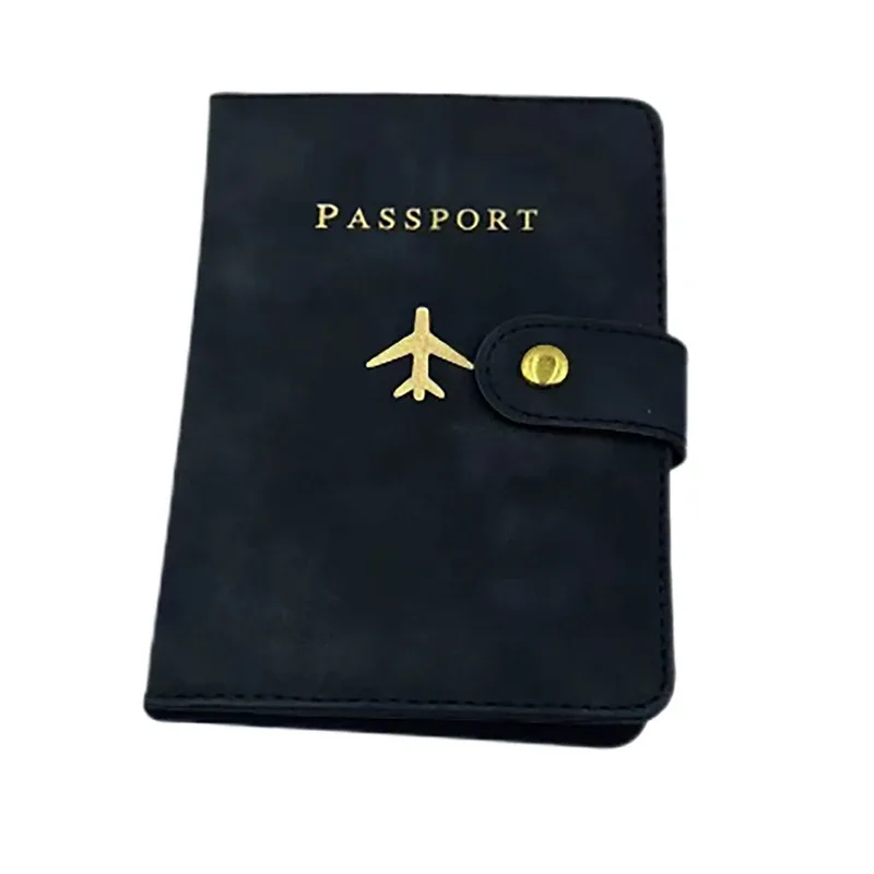 porte-carte d'identité en cuir pu, 1 pièce, avec fermoir d'avion, couverture de passeport de voyage, plusieurs fentes pour cartes, porte-passeport, organisateur de voyage unisexe