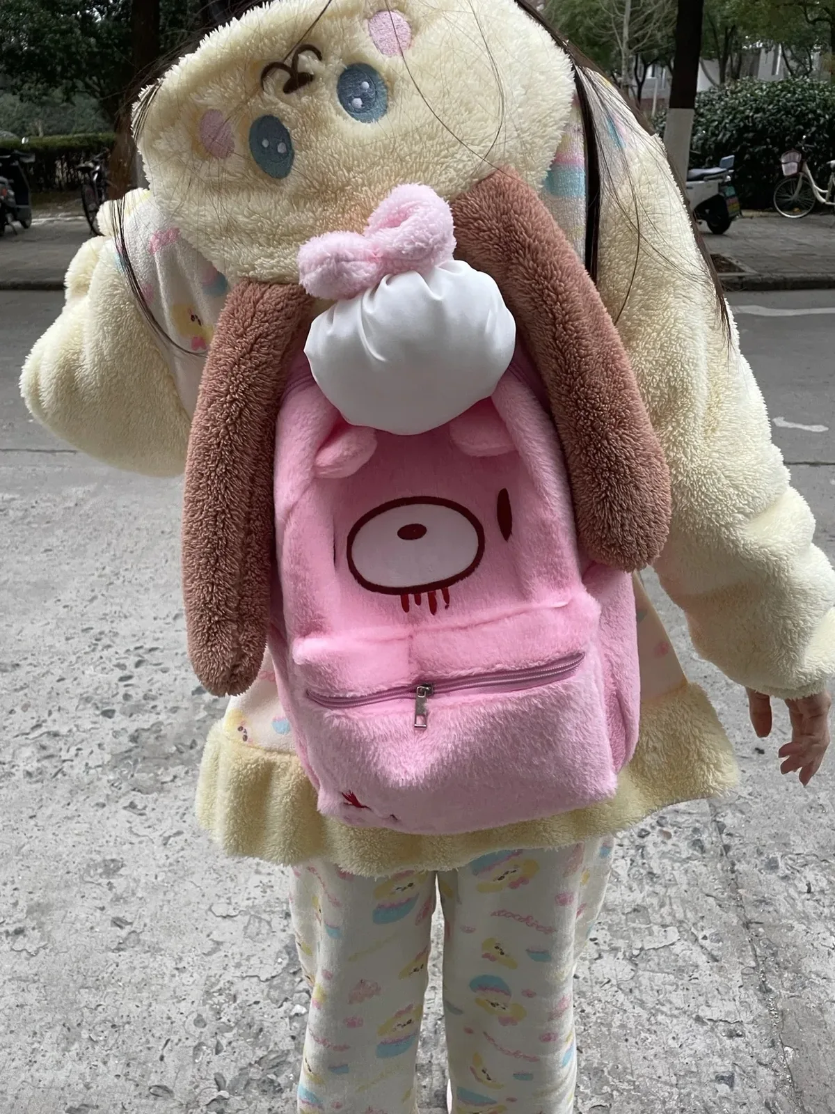 sac à dos en peluche rose y2k, style kawaii, sac à poupée mignon et effrayant, sac à dos gothique punk en forme d'animal en peluche, pour femmes et filles, streetwear harajuku, cadeau