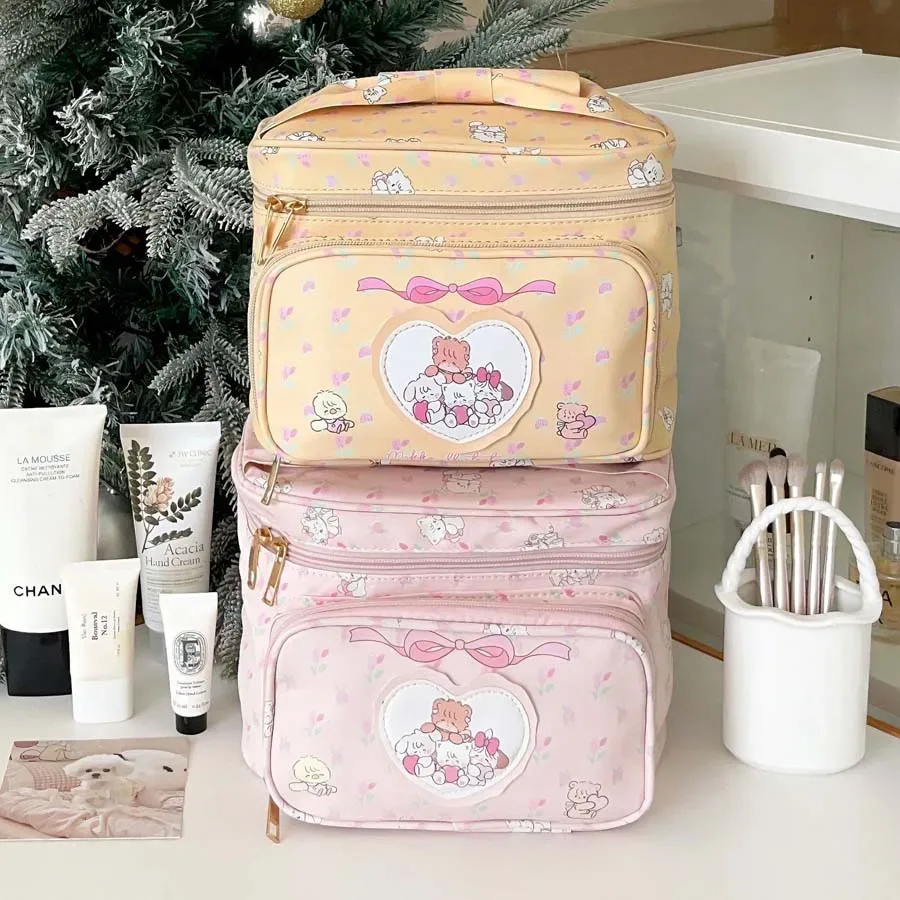 sac à cosmétiques suspendu à motif floral et animalier, imperméable, multi-compartiments, organisateur de maquillage de voyage pour les voyages quotidiens et les vacances