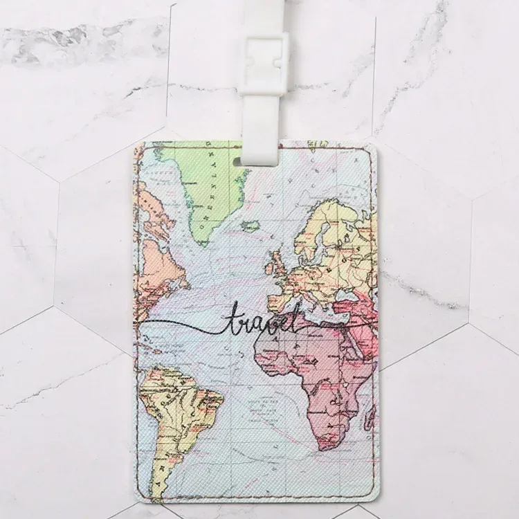 porte-adresse d'identification de valise en pu, étiquette d'embarquement de bagages, étiquette portable créative de voyage, accessoires de voyage de haute qualité, étiquette de bagage