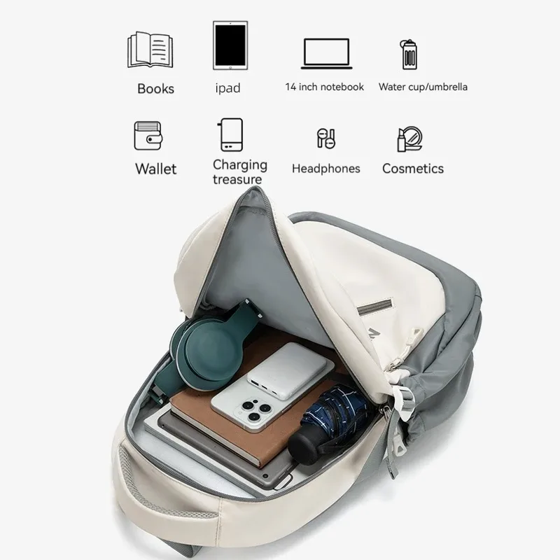 sac à dos de voyage en toile léger et simple de grande capacité, sac à dos décontracté en nylon imperméable, sac à dos pour ordinateur portable 15/16 pouces