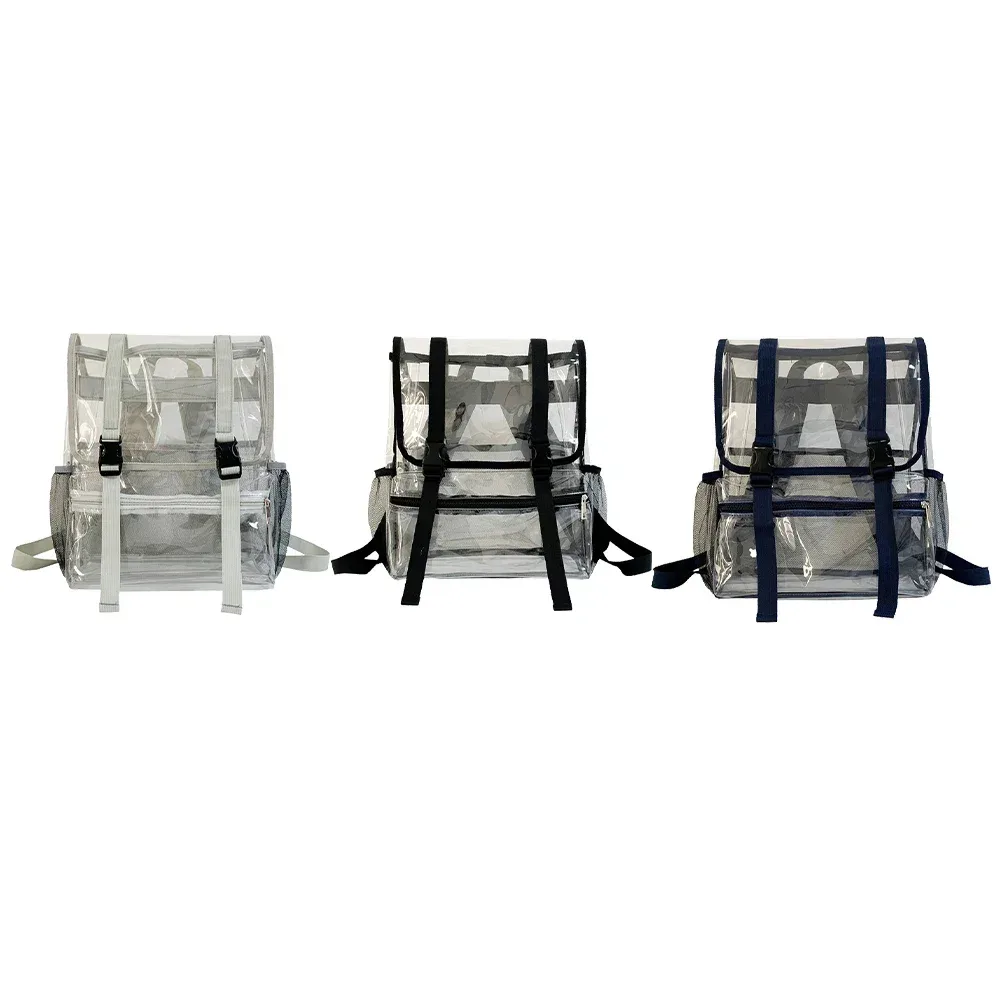 sac à dos transparent pour ordinateur portable en pvc, imperméable, décontracté, grande capacité, simple, portable, transparent, solide, pour femmes et hommes