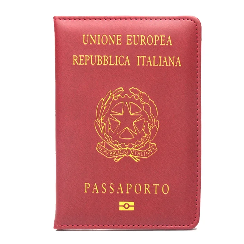 couverture de passeport personnalisée en cuir pu, porte-passeport de la république italienne, porte-carte de voyage, nom personnalisé