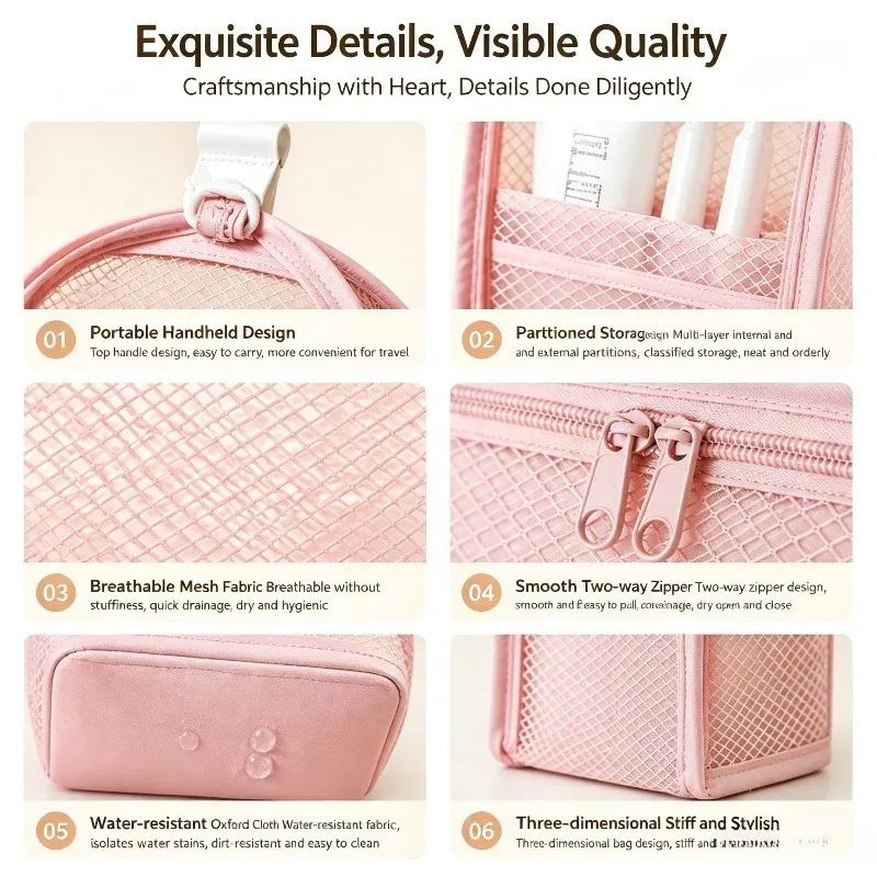 sac à cosmétiques en maille eva pour femmes, sac de rangement de voyage, organisateur de maquillage, pochette de maquillage portable, petite et grande trousse de toilette, étui de beauté