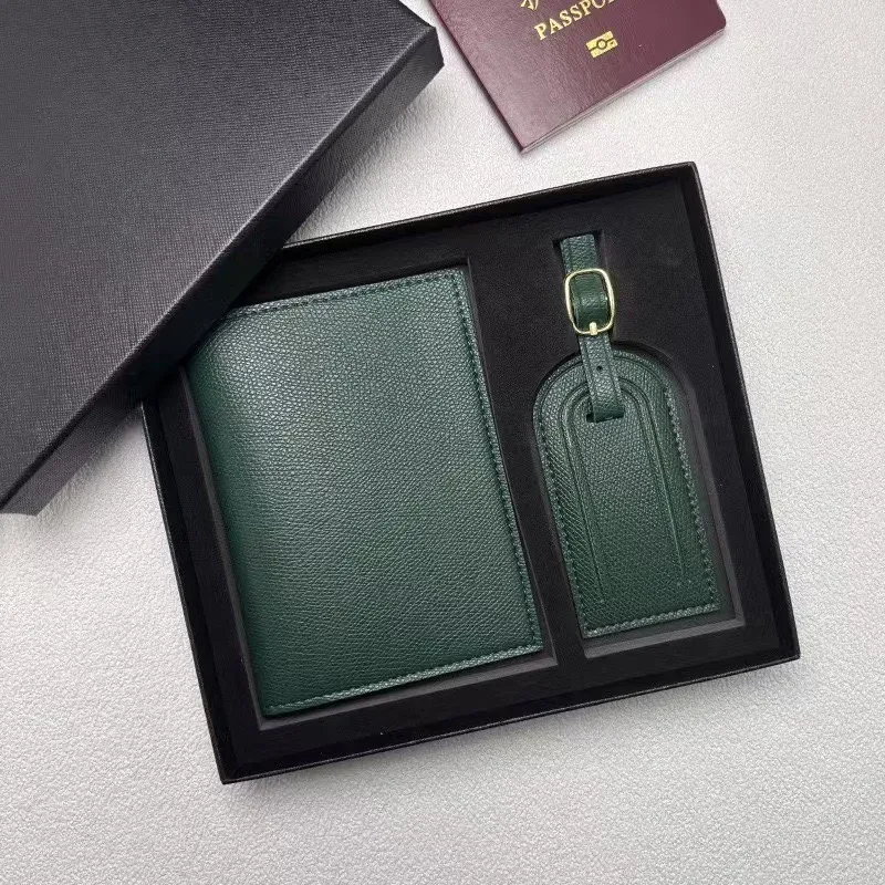 porte-billets personnalisé gratuit, simple et polyvalent, motif palmier, en cuir, multifonctionnel, avec étiquette de bagage et coffret cadeau