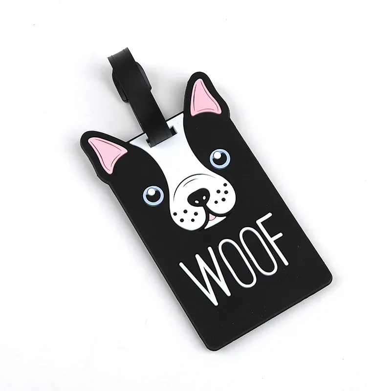 étiquette de bagage en pvc avec animaux de dessin animé, 1 pièce, pour femmes et hommes, accessoires de voyage de vacances, étiquettes de valise, nom, identification, adresse, étiquettes de bagage de voyage