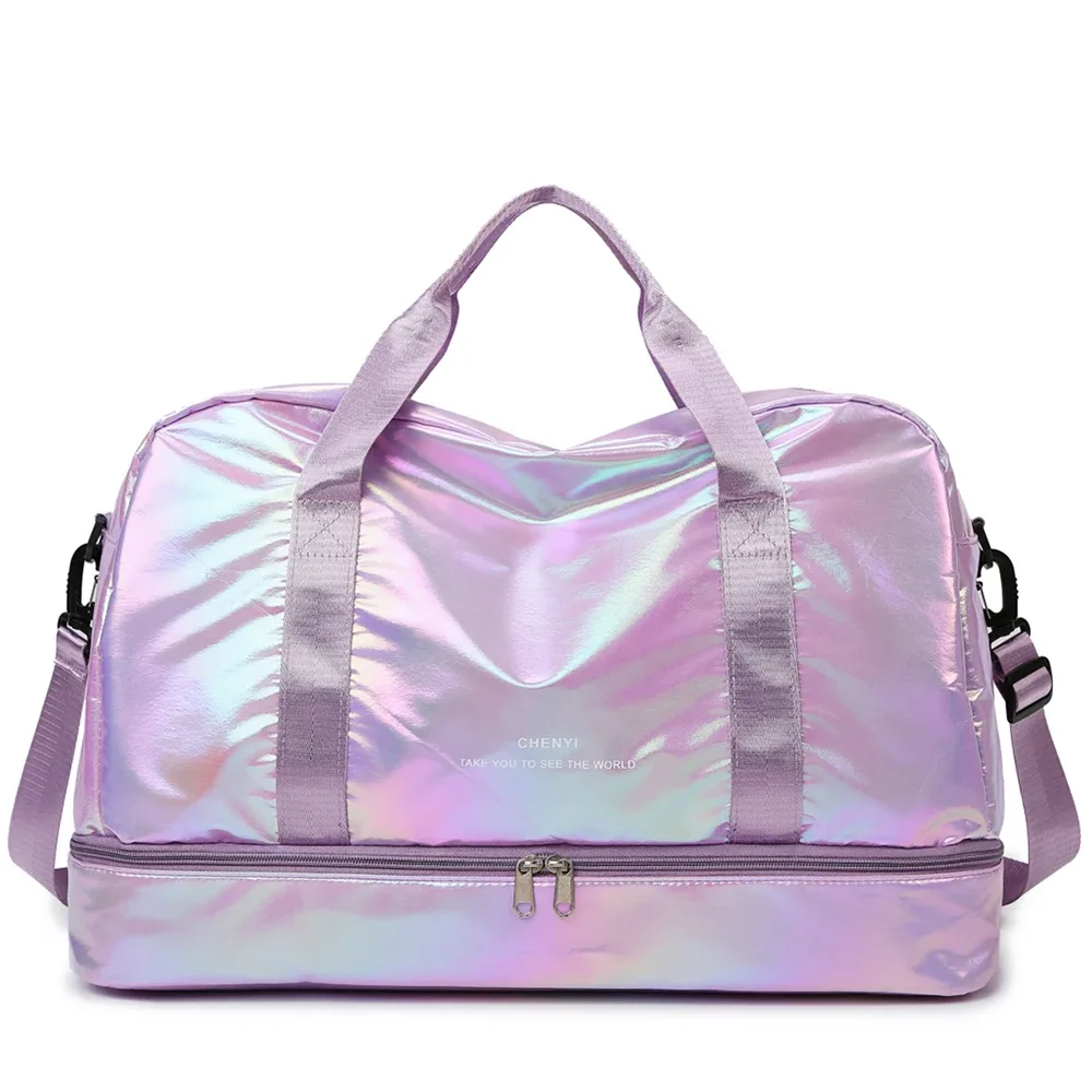 sac polochon de voyage holographique de grande capacité, fourre-tout léger en nylon pour week-end, pour sport,
