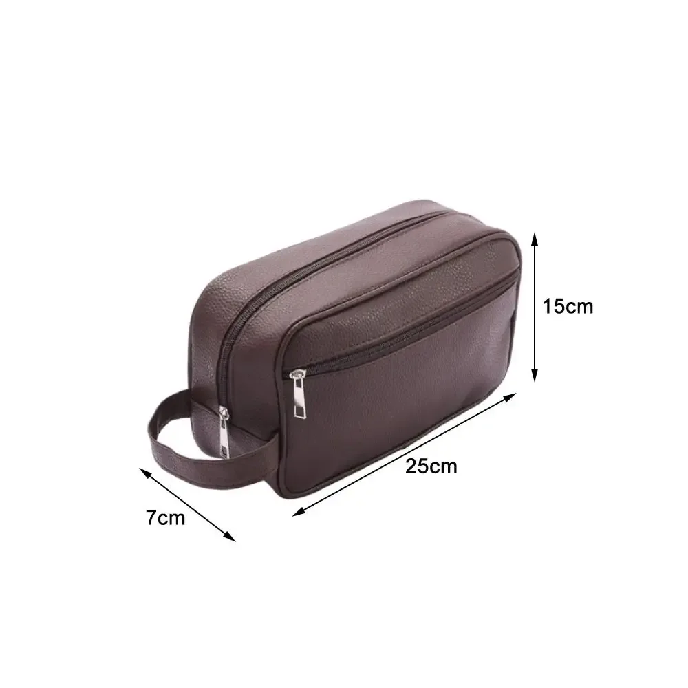 nouvelle trousse de toilette pour homme de grande capacité, sac de voyage en cuir pu avec fermeture éclair, organiseur de maquillage, pochette de rangement, trousse de toilette