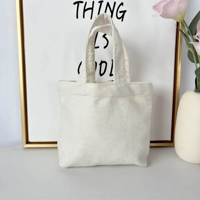 sac fourre-tout en toile de style coréen, sacs de shopping simples de couleur unie, petits sacs à la mode pour le shopping quotidien, sac à main pliable décontracté