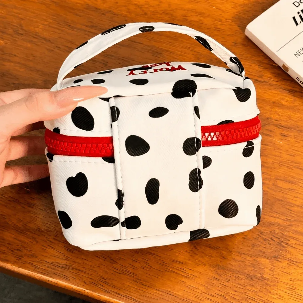 pochette de maquillage multifonctionnelle à pois, avec fermeture éclair, petite trousse de toilette pour la maison et les voyages