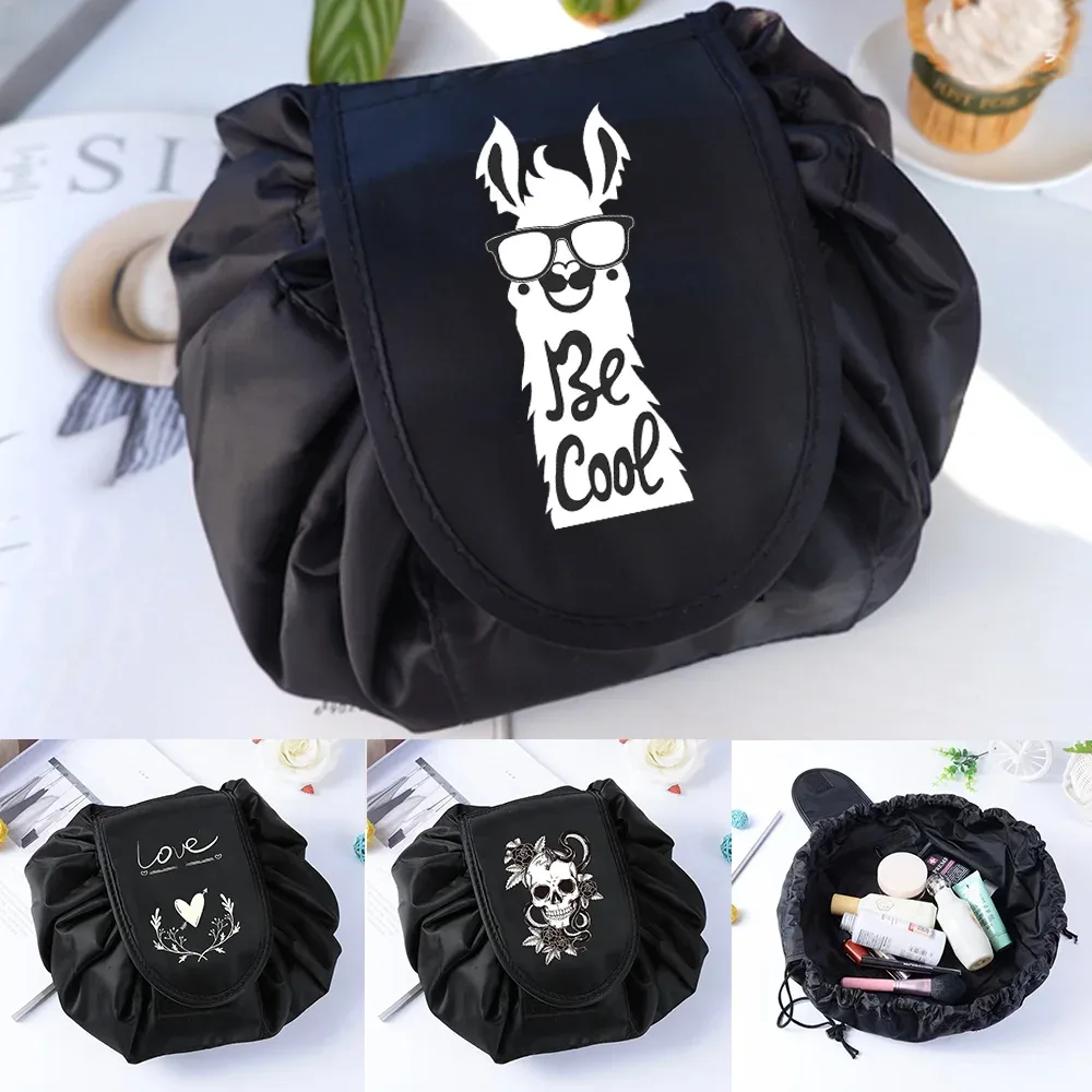 Sac de rangement portable étanche pour cosmétiques, sac paresseux de proximité wstring, poudres de maquillage magiques, grande capacité, trousse de beauté de toilette de voyage