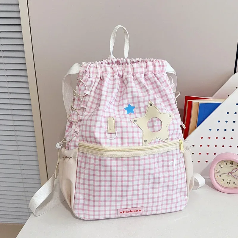 Sac à dos Ita en nylon style universitaire, nouveau sac seau polyvalent à cordon et nœud pour le quotidien et les voyages