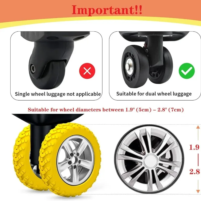 protecteur de roues de bagages en silicone, 2/48 pièces, roulettes, chaussures, valise de voyage, réduit le bruit, accessoires de couverture de protection de roue